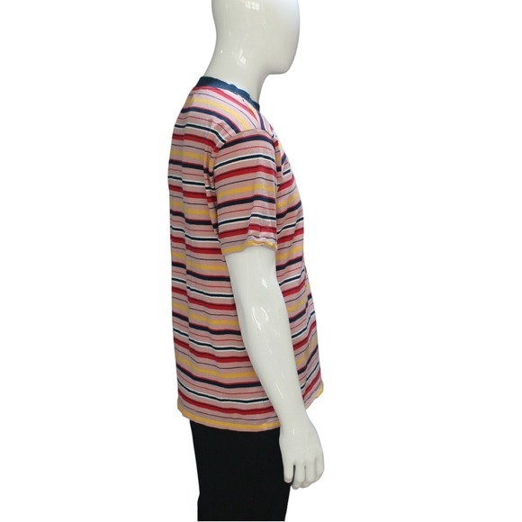 Guess Originals Striped T Shirt Size M Multicolor Logo Crewneck - Picture 4 of 8